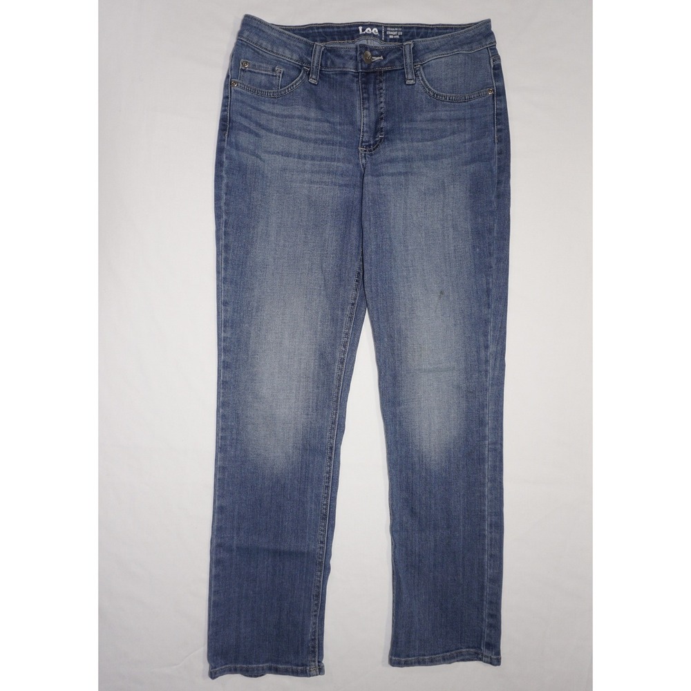 Lee 4M Regular Fit Straight Leg Mid Rise Blue Denim Jeans